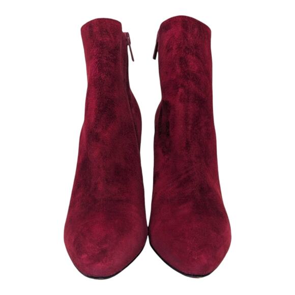 Christian Louboutin Eloise 100 ankle boot bootie burgundy red suede heels 37.5 - Picture 6 of 13